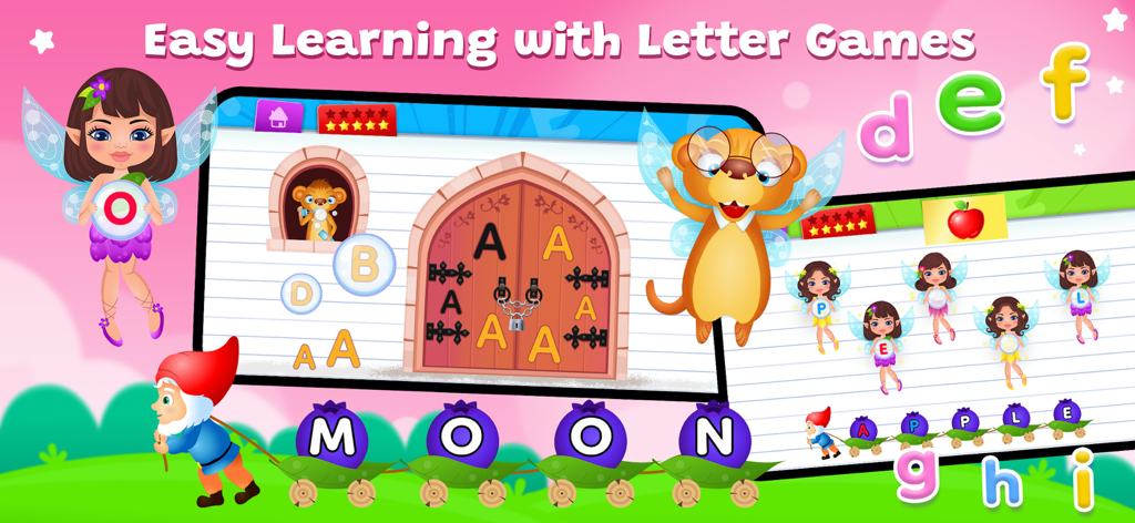 123 Kids Fun ALPHABET - Interactive alphabet and spelling games for kids featuring colorful characters and letter tracing