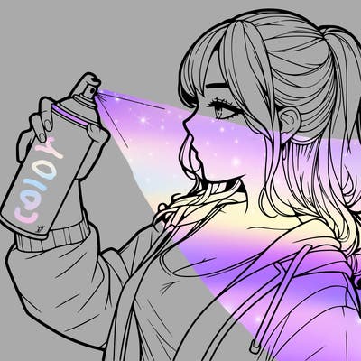 a realistic girl spray, painting