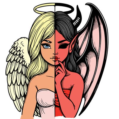 realistic angel half demon