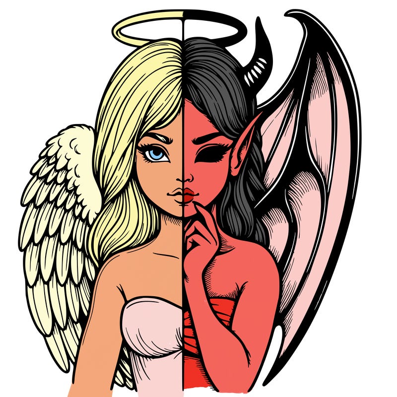 realistic angel half demon