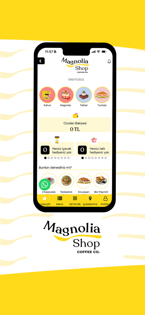 CookShoppers - Magnolia Shop mobile app home screen showing loyalty rewards and food categories