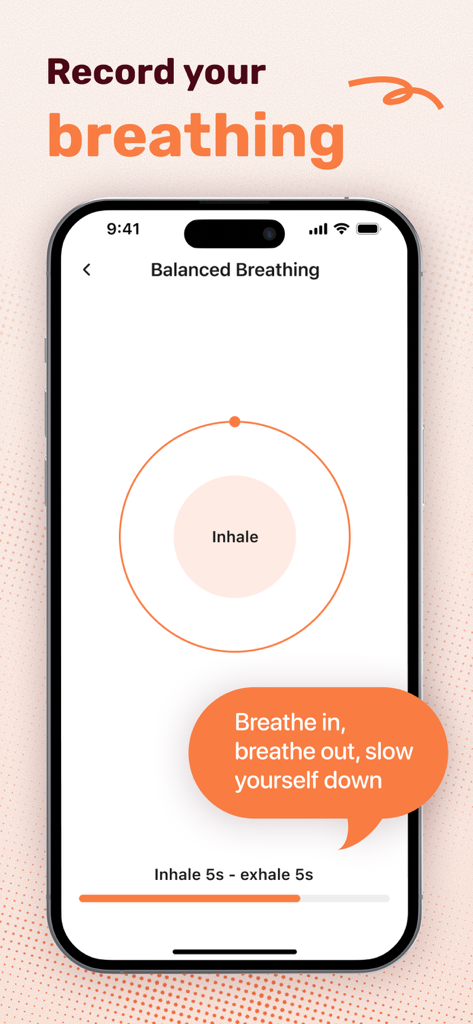 Health Tracker: Heart Rate Log - Interface de exercício de respiração guiada no aplicativo Health Tracker