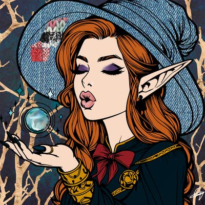 realistic elf casting a spell with lips