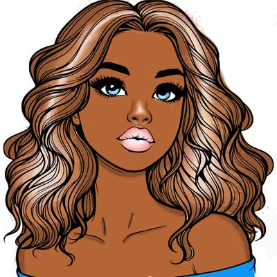 realistic girl with wavy hair and lips