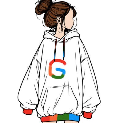 realistic girl with a oversized sweatshirt on and a bun