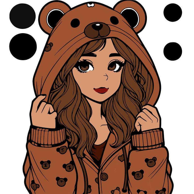 realistic girl in a animal pjs hoodie