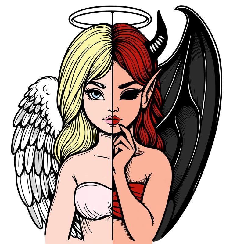 realistic angel half demon