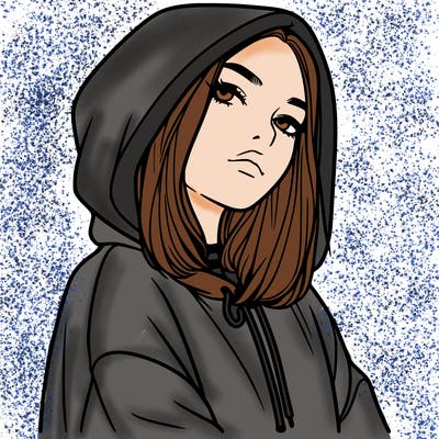 a realistic girl in a hoodie
