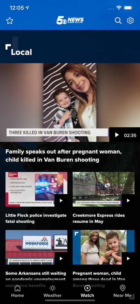 5NEWS Northwest Arkansas mobile app interface showing the latest local news headlines