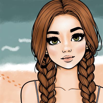 realistic girl with braids