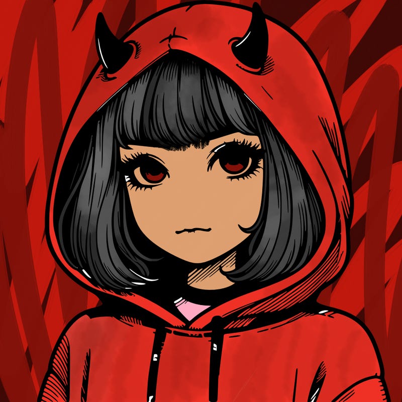 realistic girl with devil hoodie
