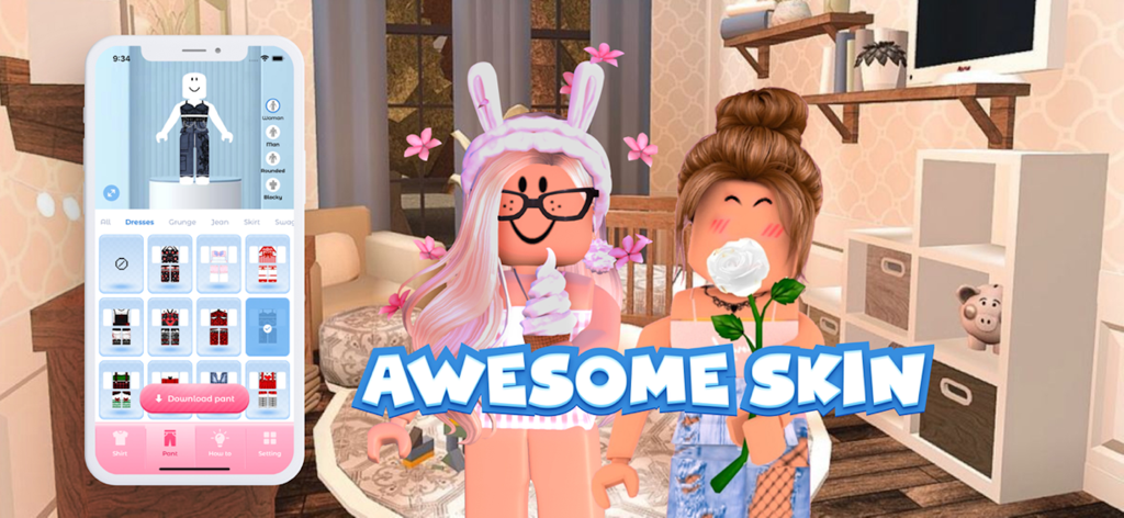 Shirts for Blox Maker - Aplicativo de personalização de avatar Roblox mostrando várias opções de roupas e personagens estilizados