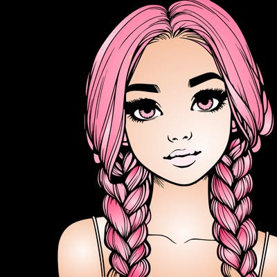 realistic girl with braids
