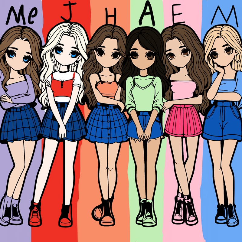 a group of girls realistic