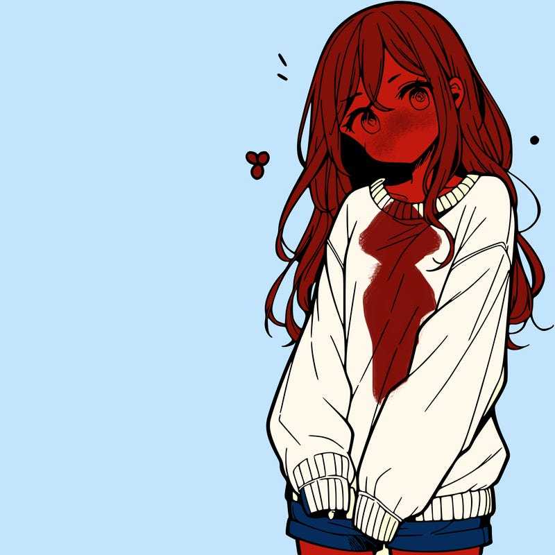 manga teen girl  in a sweater and baggy pants