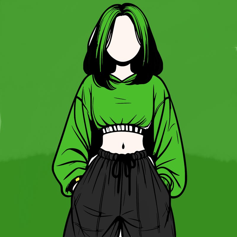 realistic girl faceless with baggy pants and a crop top