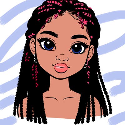 a realistic black girl with braids