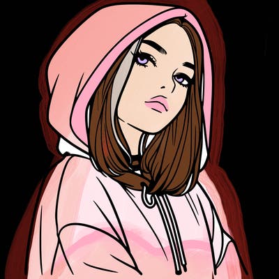 a realistic girl in a hoodie