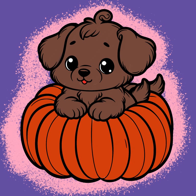 cute little puppy in a pumpkin