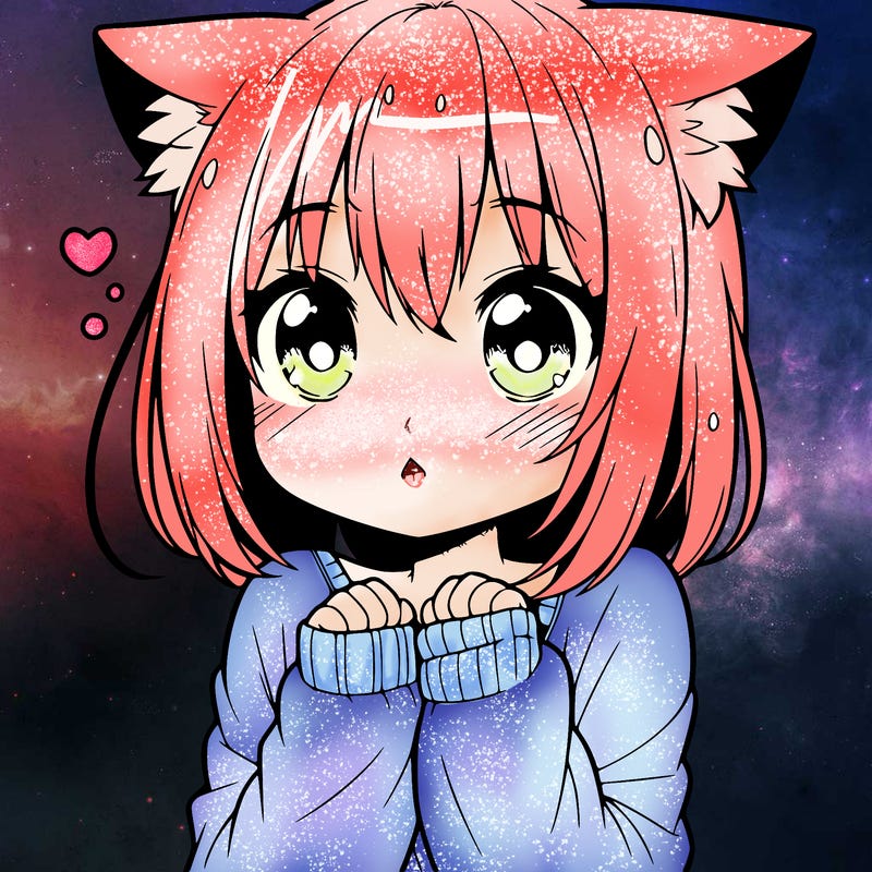 shy anime catgirl