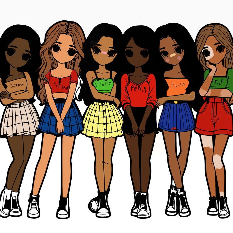 a group of girls realistic