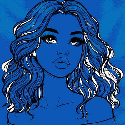 realistic girl with wavy hair and lips