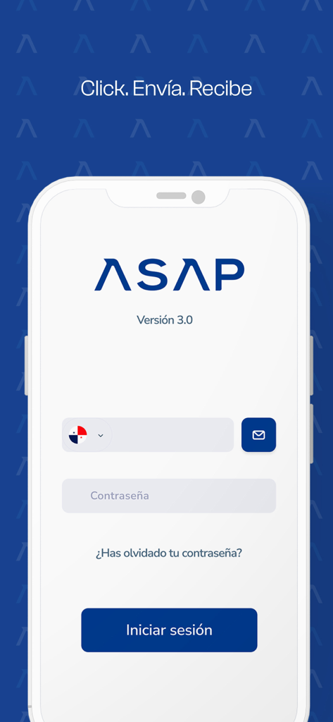 ASAP Merchant - ASAP Merchantビジネス管理アプリのログイン画面。ユーザー名とパスワードフィールドが表示されています。