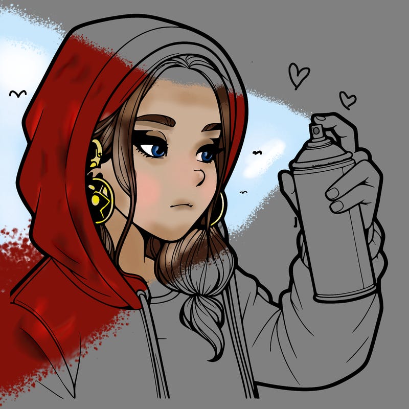 a realistic girl, spray painting
