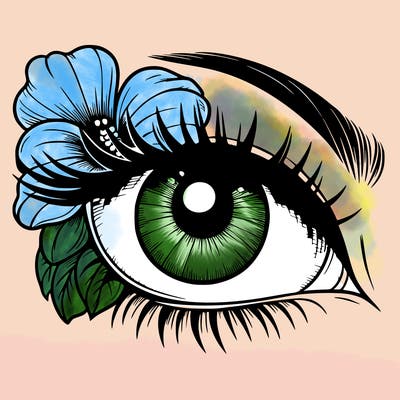 realistic eye with flower