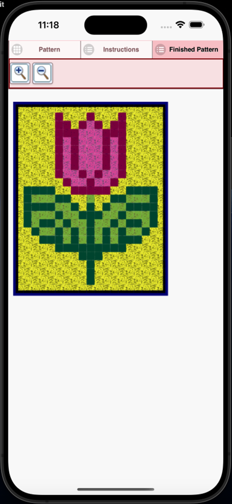 Graphghan Pattern Creator - A finished pixelated tulip crochet pattern in the Graphghan Pattern Creator app