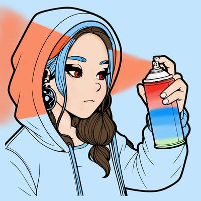 a realistic girl, spray painting