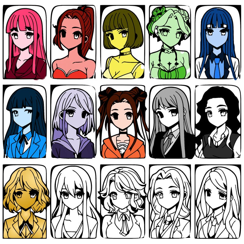 girls that look diffrent anime