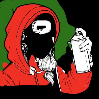 a realistic girl, spray painting