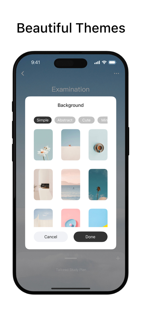 A selection of aesthetic background themes for personalizing countdown events.