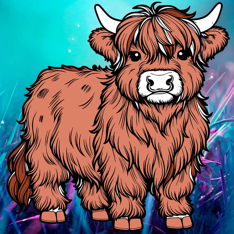 highland cow realistic cute