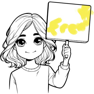 realistic girl holding up a sign