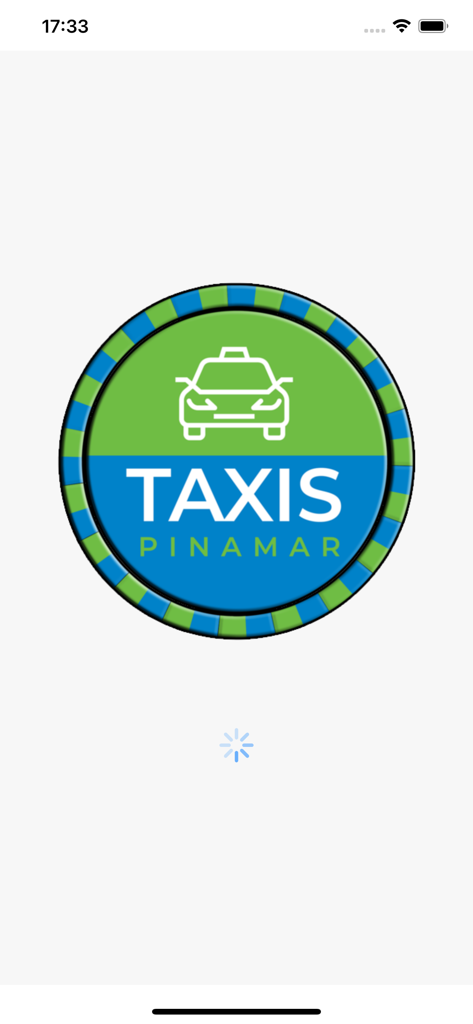 Taxis Pinamar - Pantalla de inicio de la app Taxis Pinamar con logo circular e icono de coche