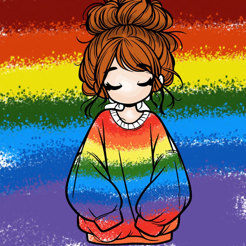 girl with baggy sweatshirt and messy bun