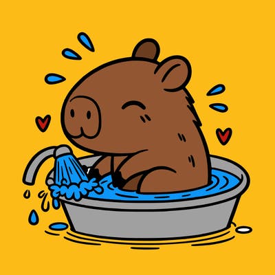 capybara taking a bath
