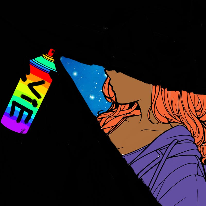 a realistic girl spray, painting