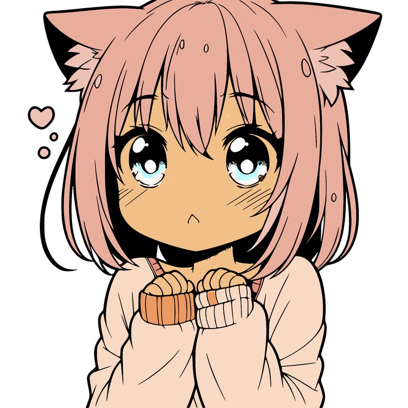 shy anime catgirl