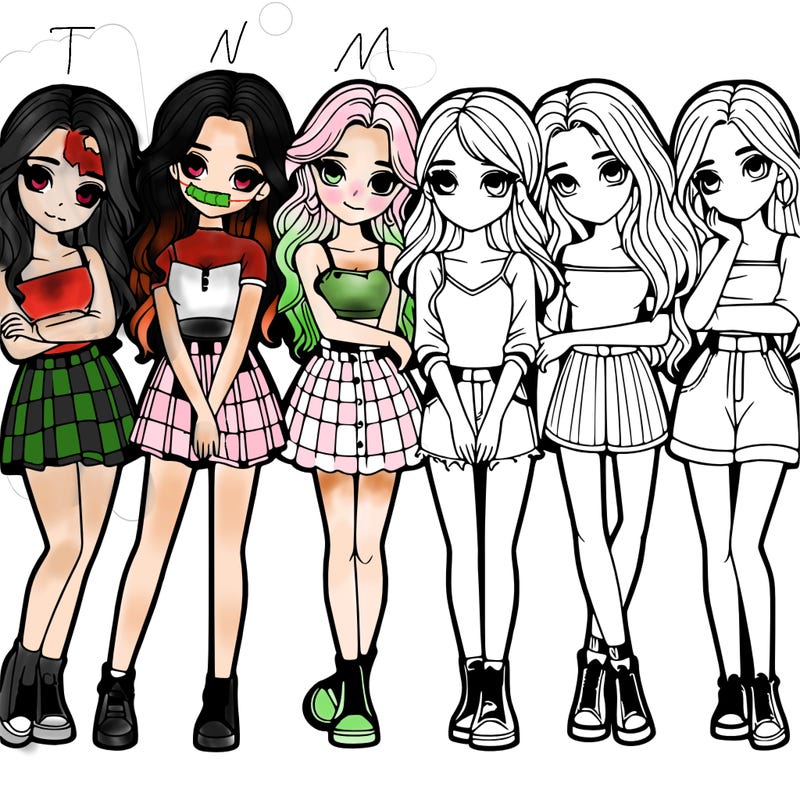 a group of girls realistic