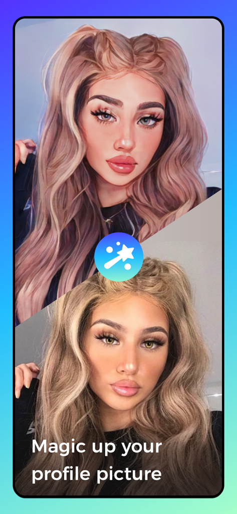 Portrait Art - Toon Profile - Before and after comparison of a photo transformed into a stylized cartoon profile picture