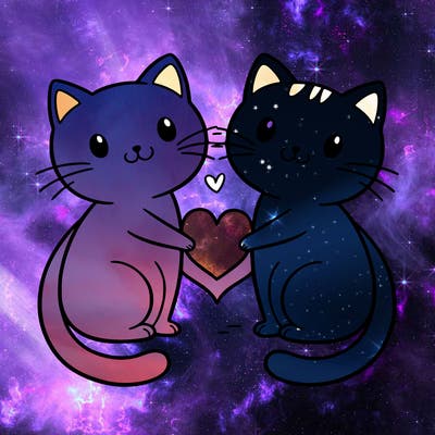 2 cats making a heart with their tails