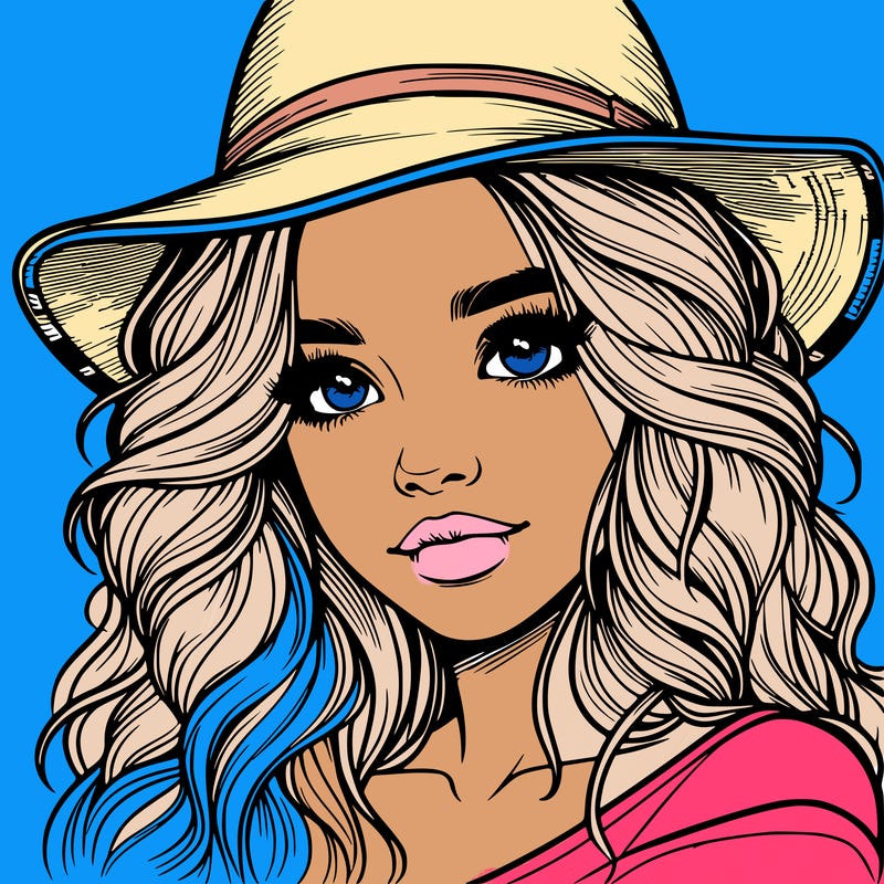 realistic girl with hat