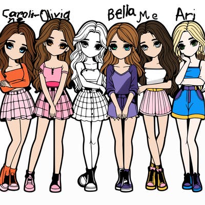 a group of girls realistic