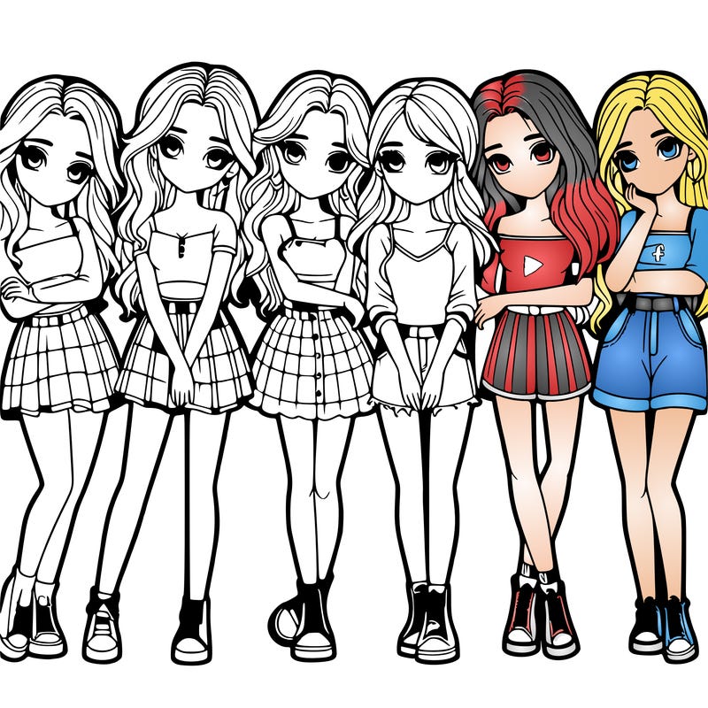 a group of girls realistic