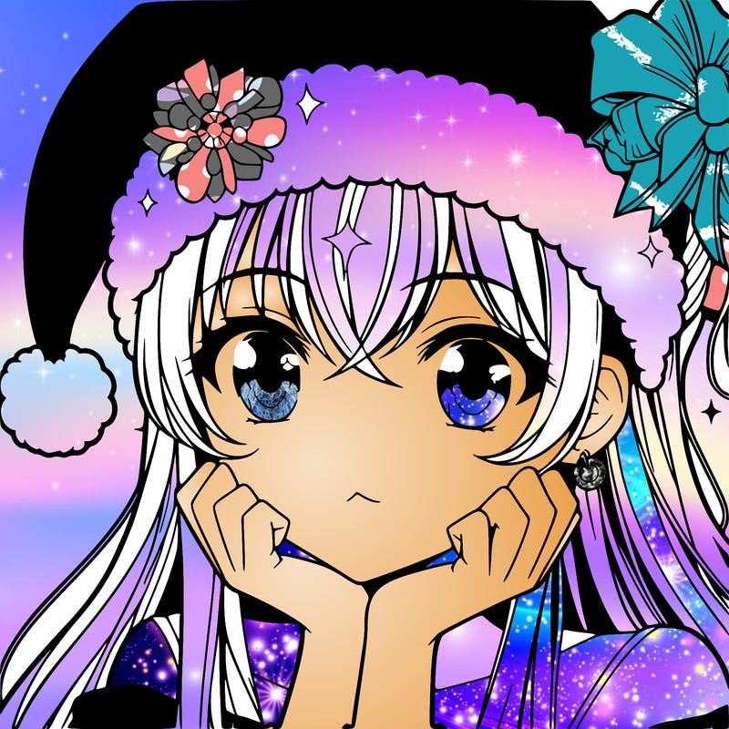 pretty anime girl with christmas hat