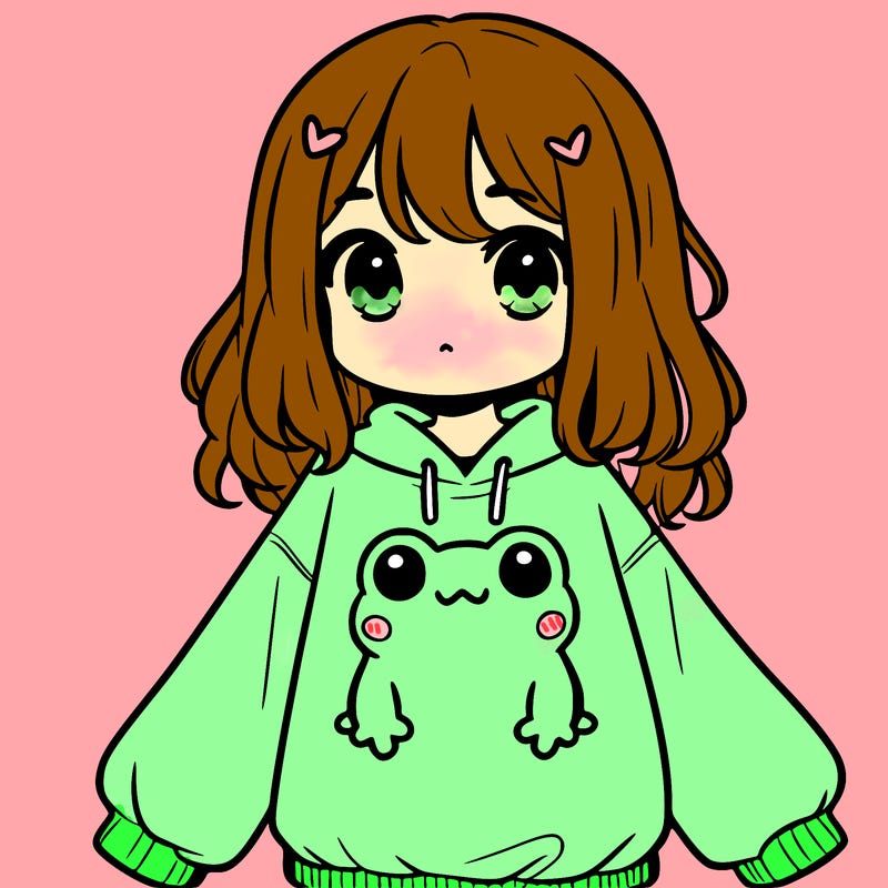 girl wearing frogging sweatshirt