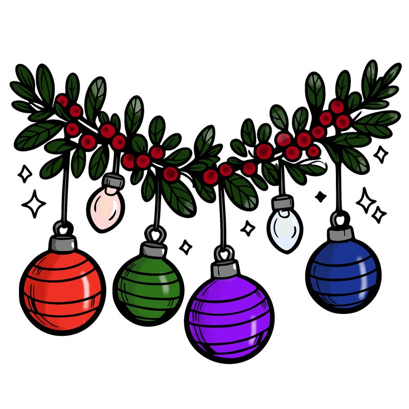 christmas garland with big bulbs